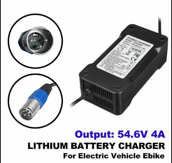 54.6V 4A Power Adapter For Electric Bike Mobility Scooter 48V Lithium Battery Charger 3 Pin Xlr Connector
